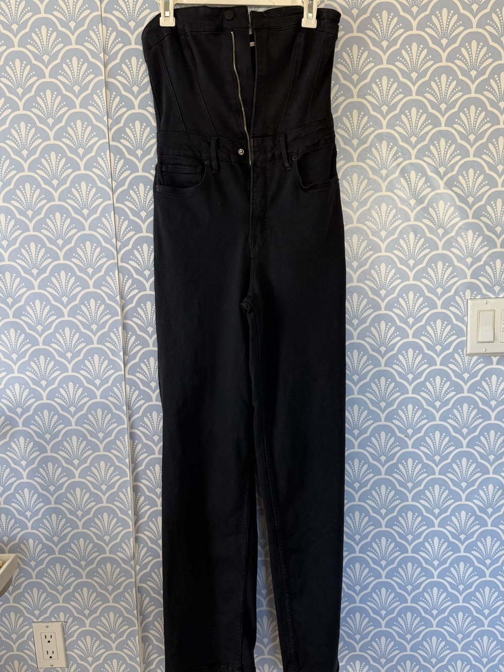 Good American Black High-Rise Corset-Top Jeans